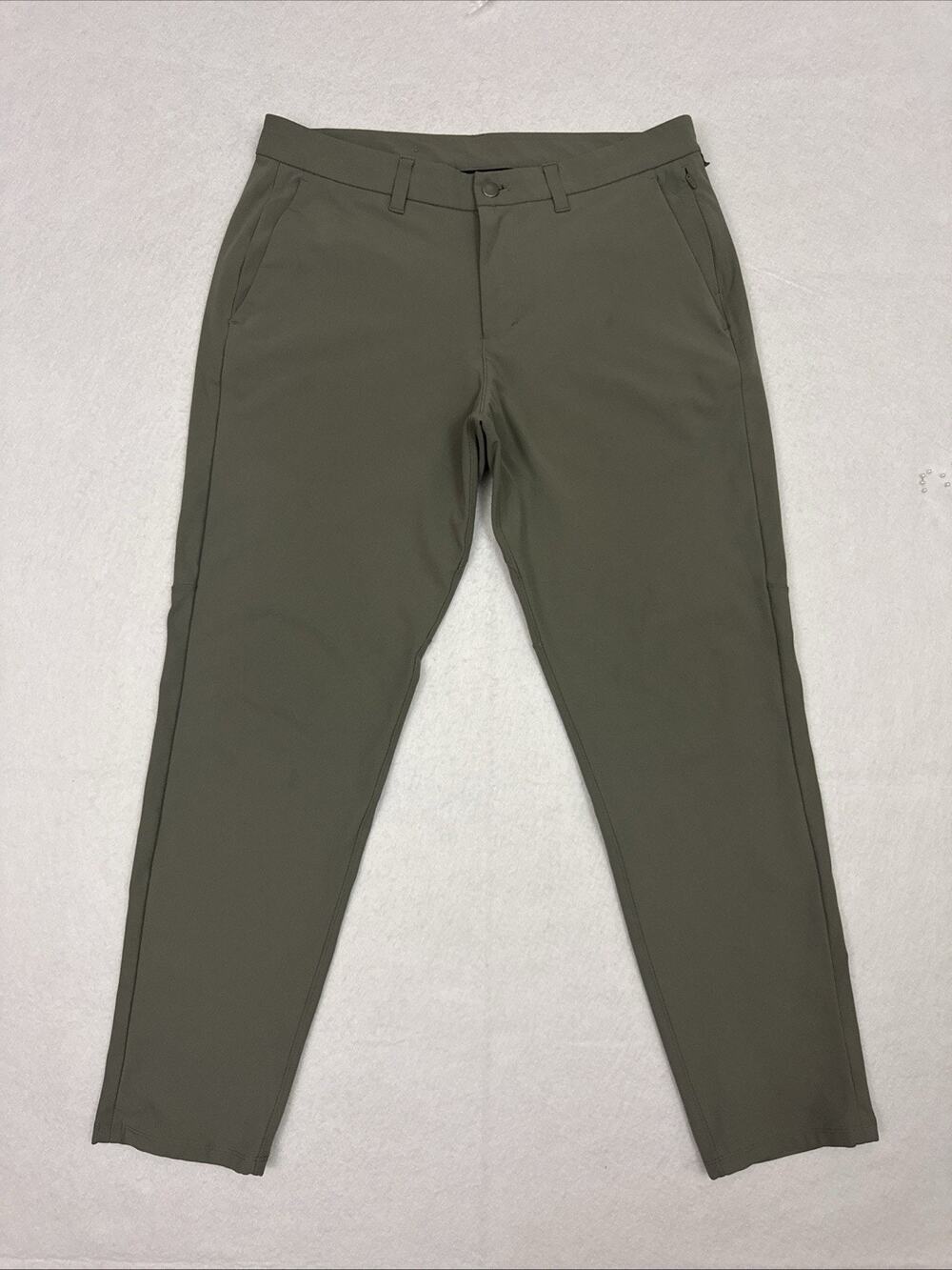 Lululemon ABC Slim Fit Pants Mens 34 Olive Green Warpstreme Stretch